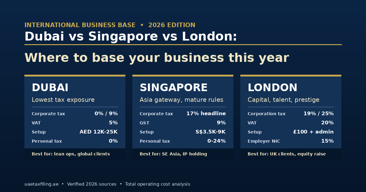 Dubai vs Singapore vs London: Where Should You Actually Base Your International Business in 2026?